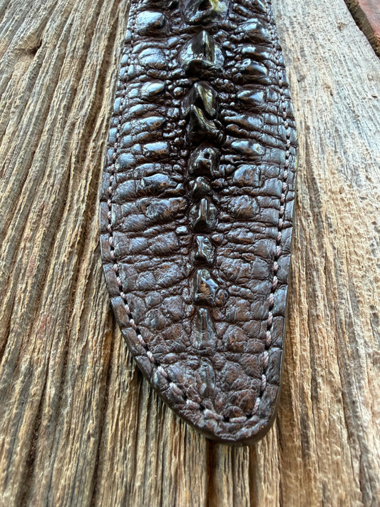 New Randall Model 12-9/14 Grind Sheath in Exotic Brown Snapping Turtle by Treeman. Spiked Dragon tail portion of the turtle. Huge Spikes