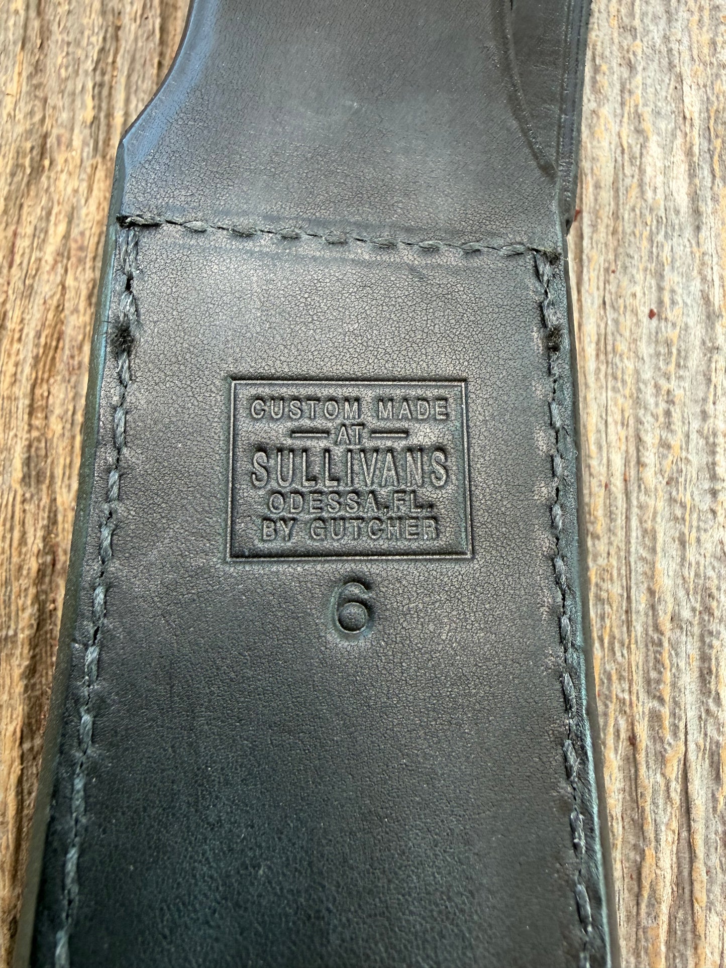New Randall Sullivans by Gutcher Black Leather Knife Sheath Model 1-6 with Sharpening Stone.