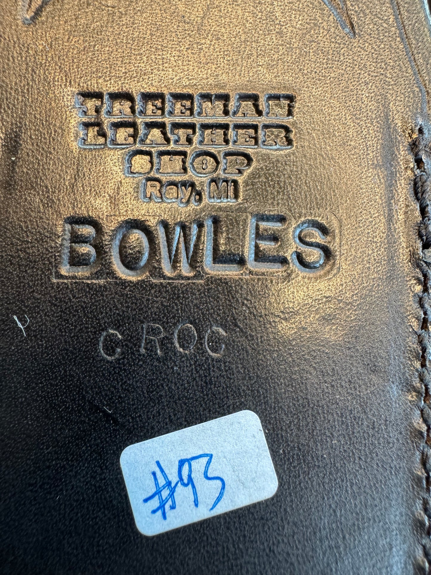 Randall Model Bowles Special Sheath in Exotic Black Crocodile Skin from Treeman. Sheath only