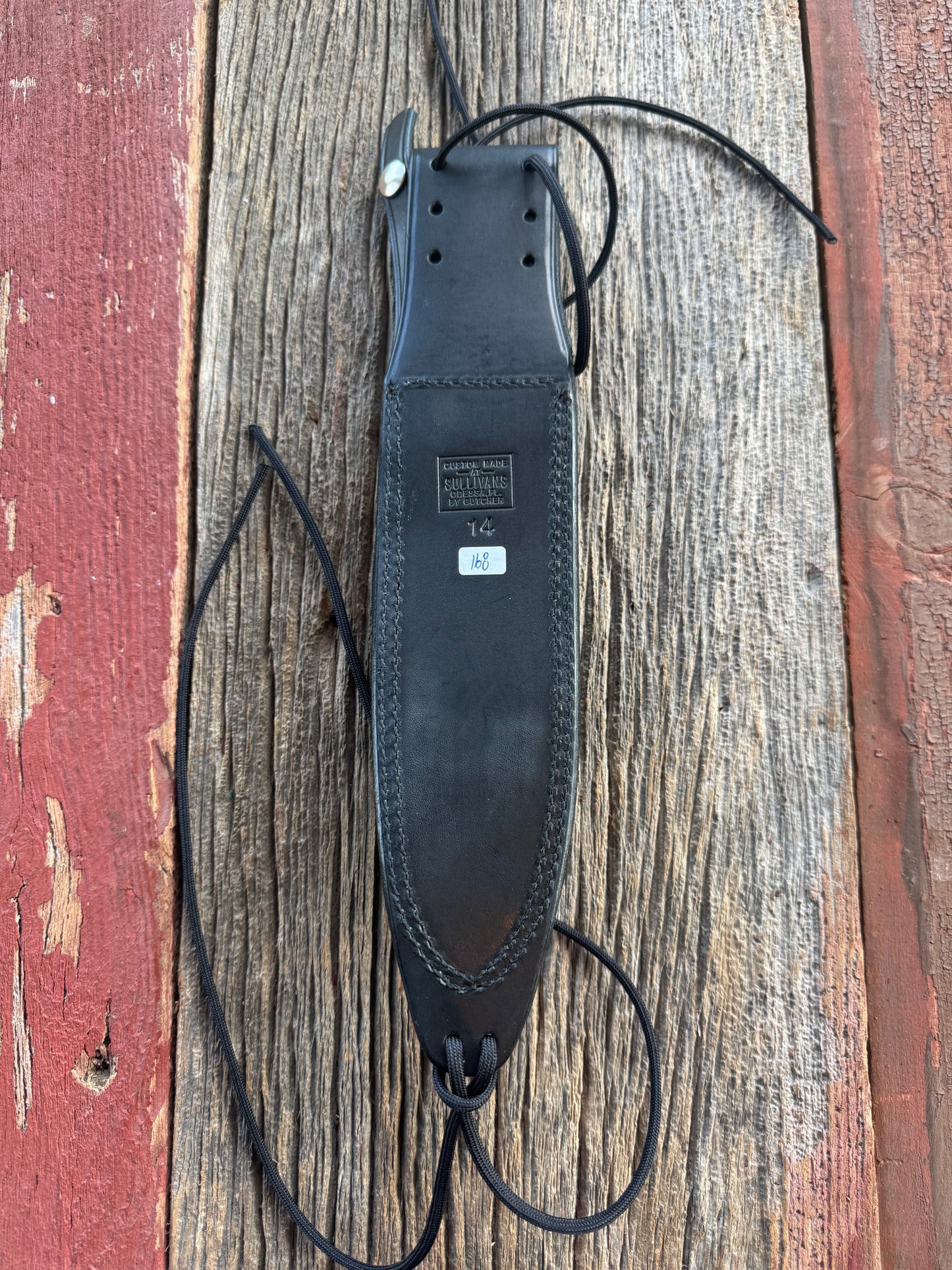 New Randall Sullivans by Gutcher Black Leather Knife Sheath Model 14 with Sharpening Stone.