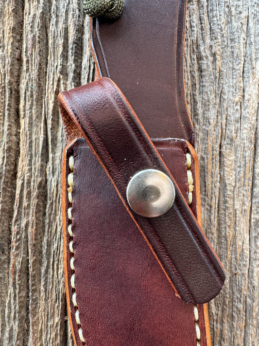 New Randall Sullivans by Gutcher Leather Knife Sheath Model 21 with paracord.