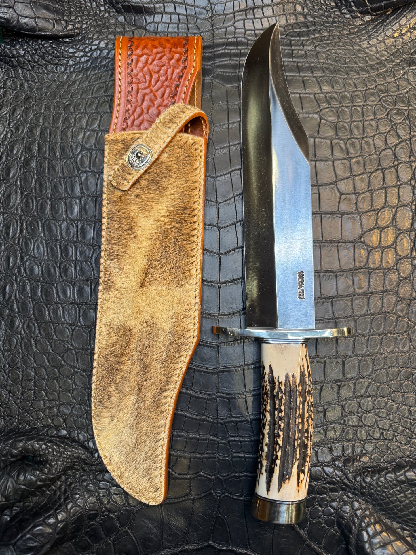 Randall Model Smithsonian “Smitty”Sheath in Exotic Giraffe Hide from Treeman. Sheath only