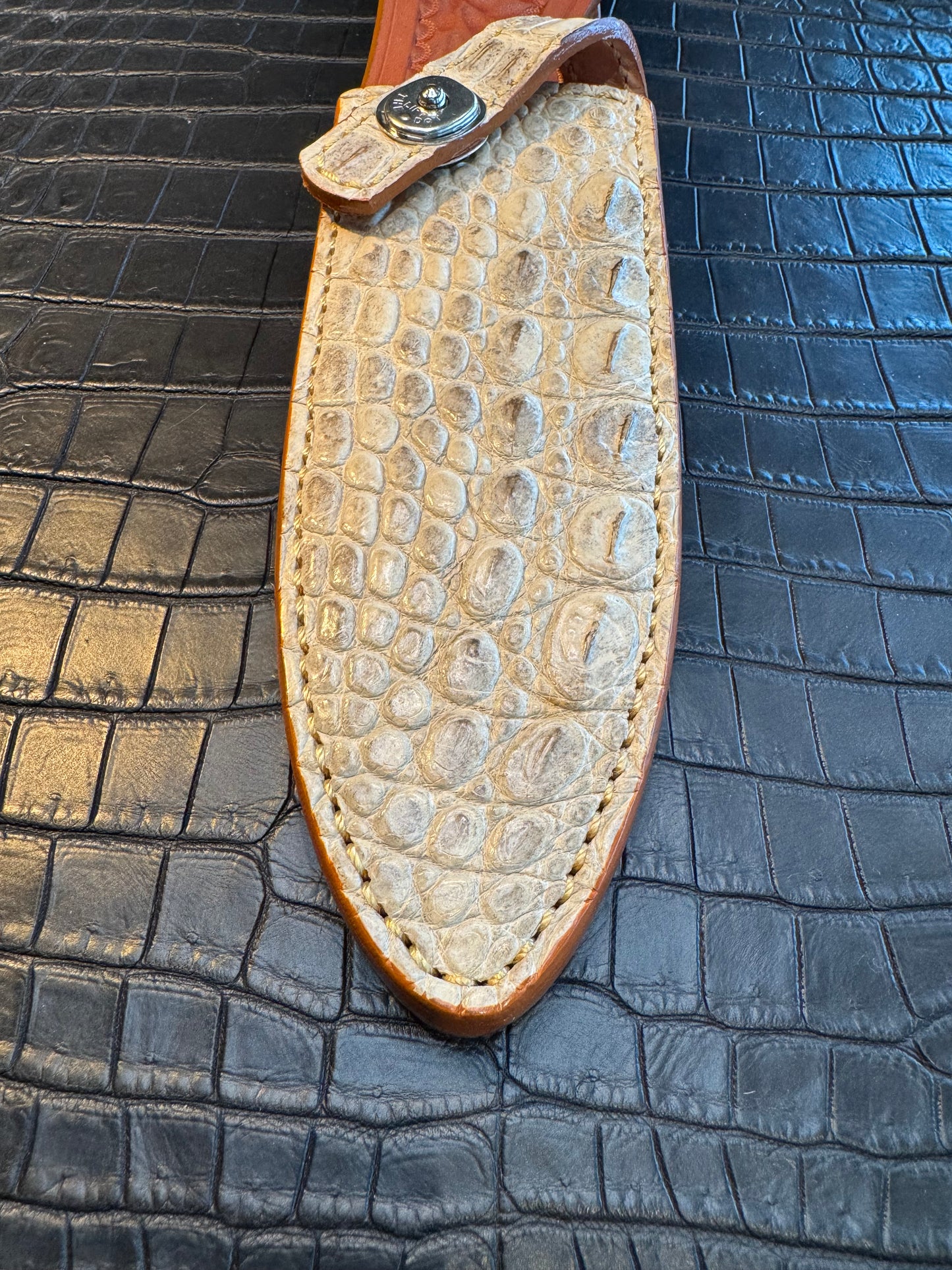 Randall Model Clinton Special TC Exotic Sheath in Ivory Crocodile by Treeman.