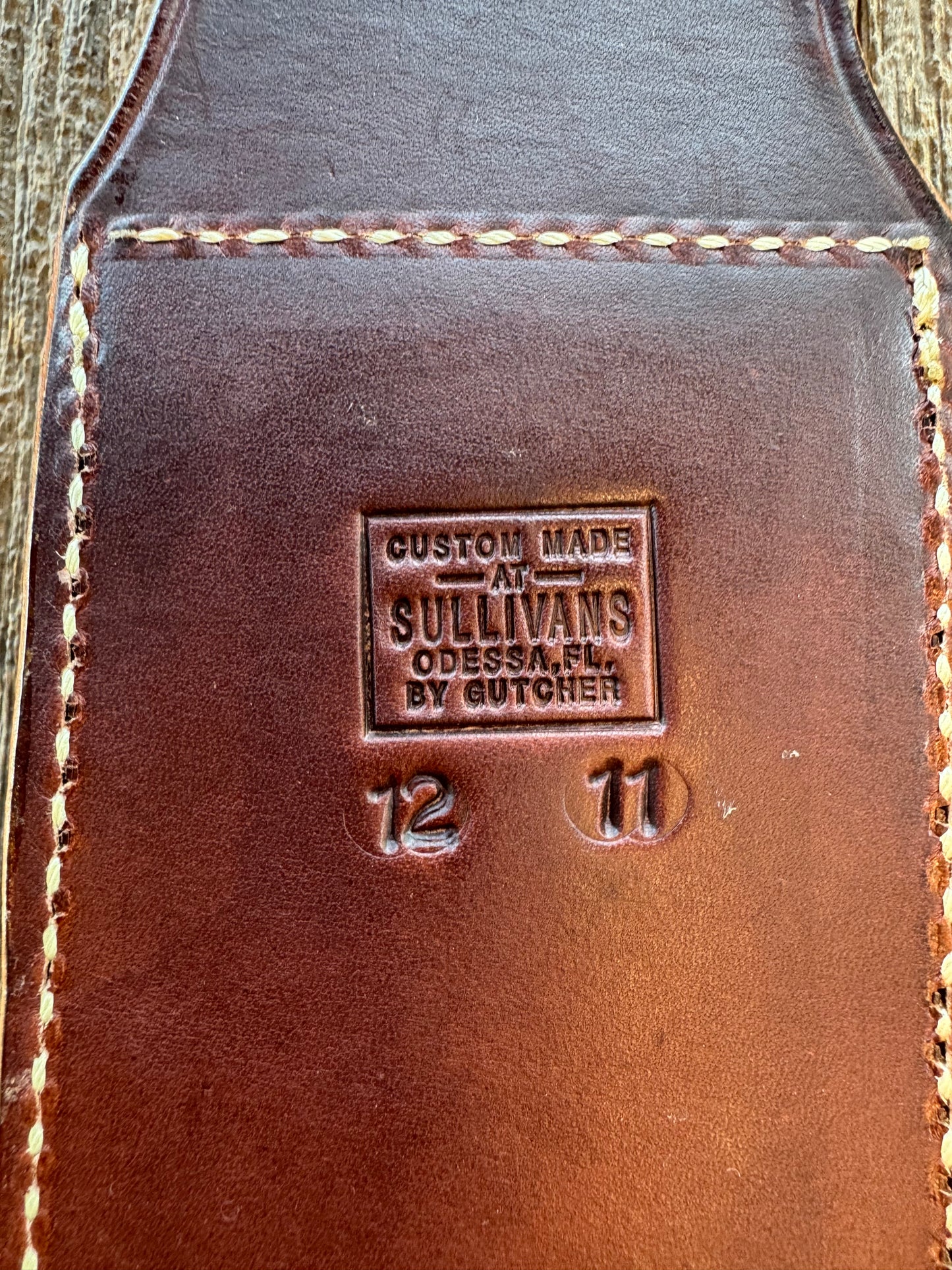 New Randall Sullivans by Gutcher Leather Knife Sheath for a Model 12-11 Smitty with Sharpening Stone.