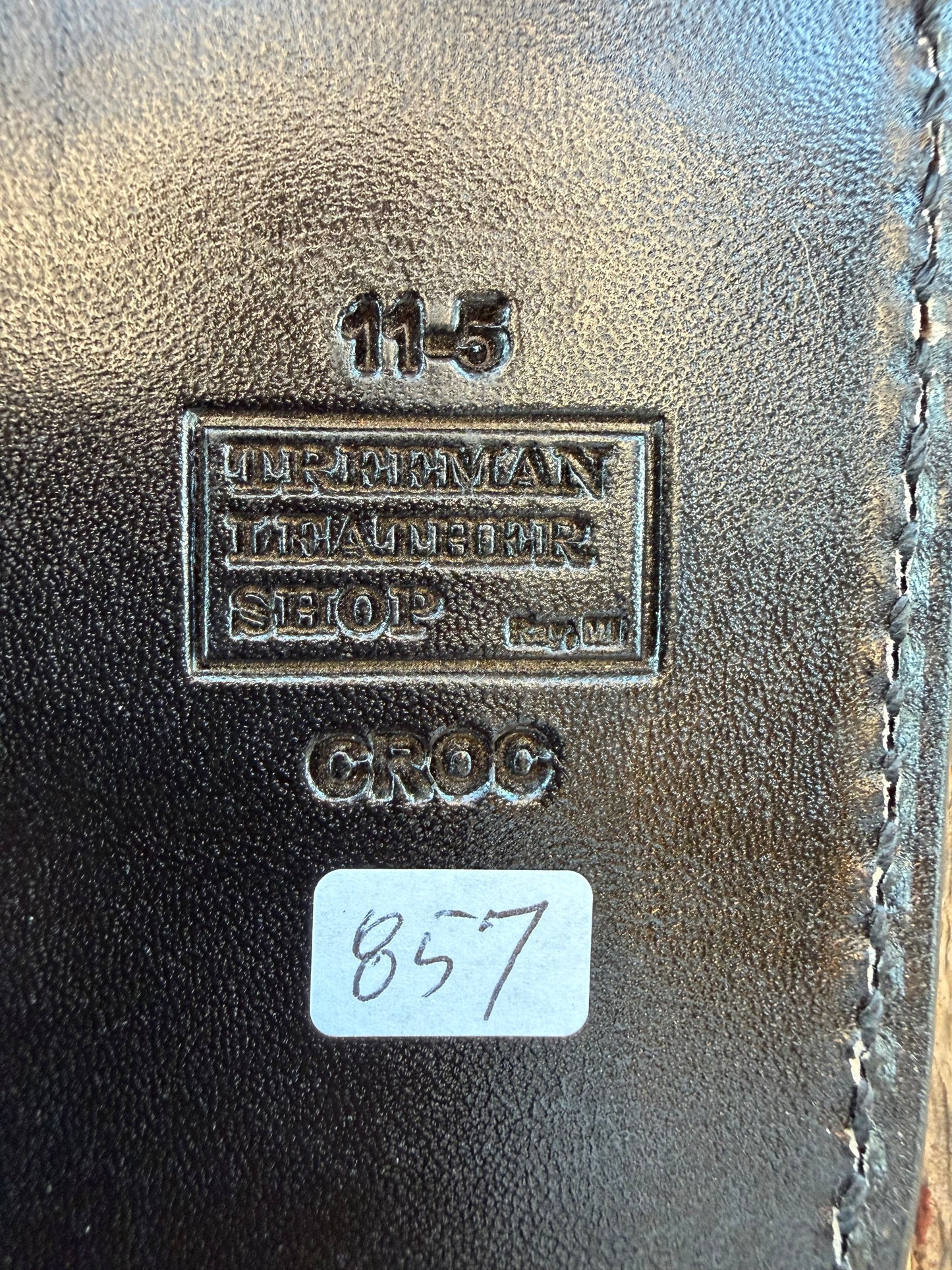 New Randall Model 11-5 Sheath in Exotic Black Crocodile from Treeman. Black canteen Snap .. Johnny Cash Style … All Black.