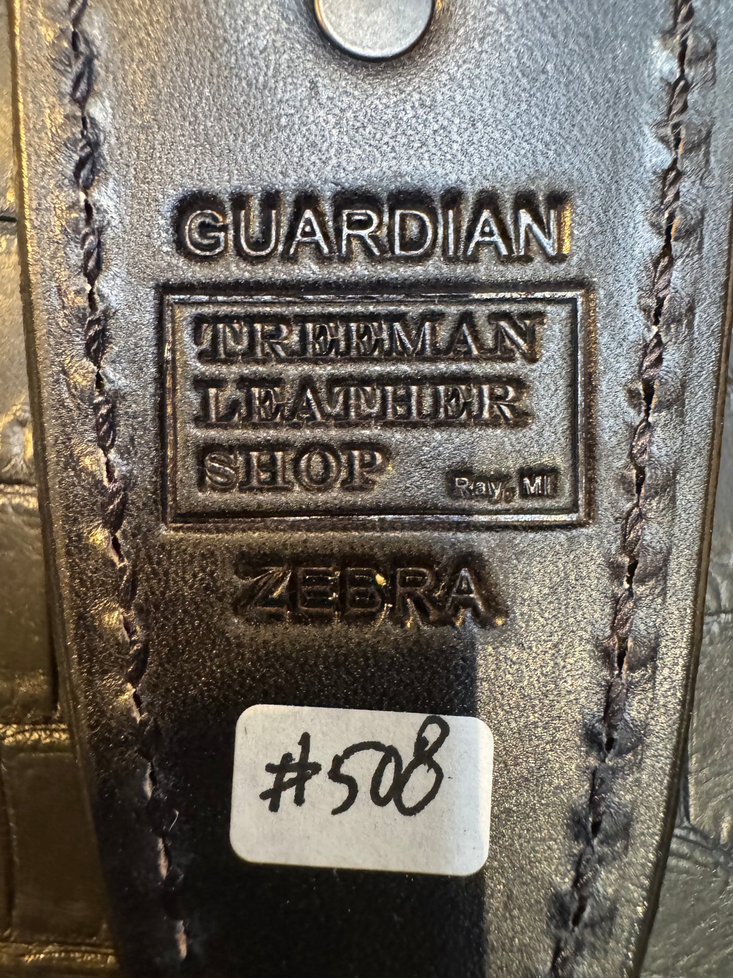 Randall Model 24 “Guardian” Sheath in Exotic Zebra by Treeman. (Sheath only)