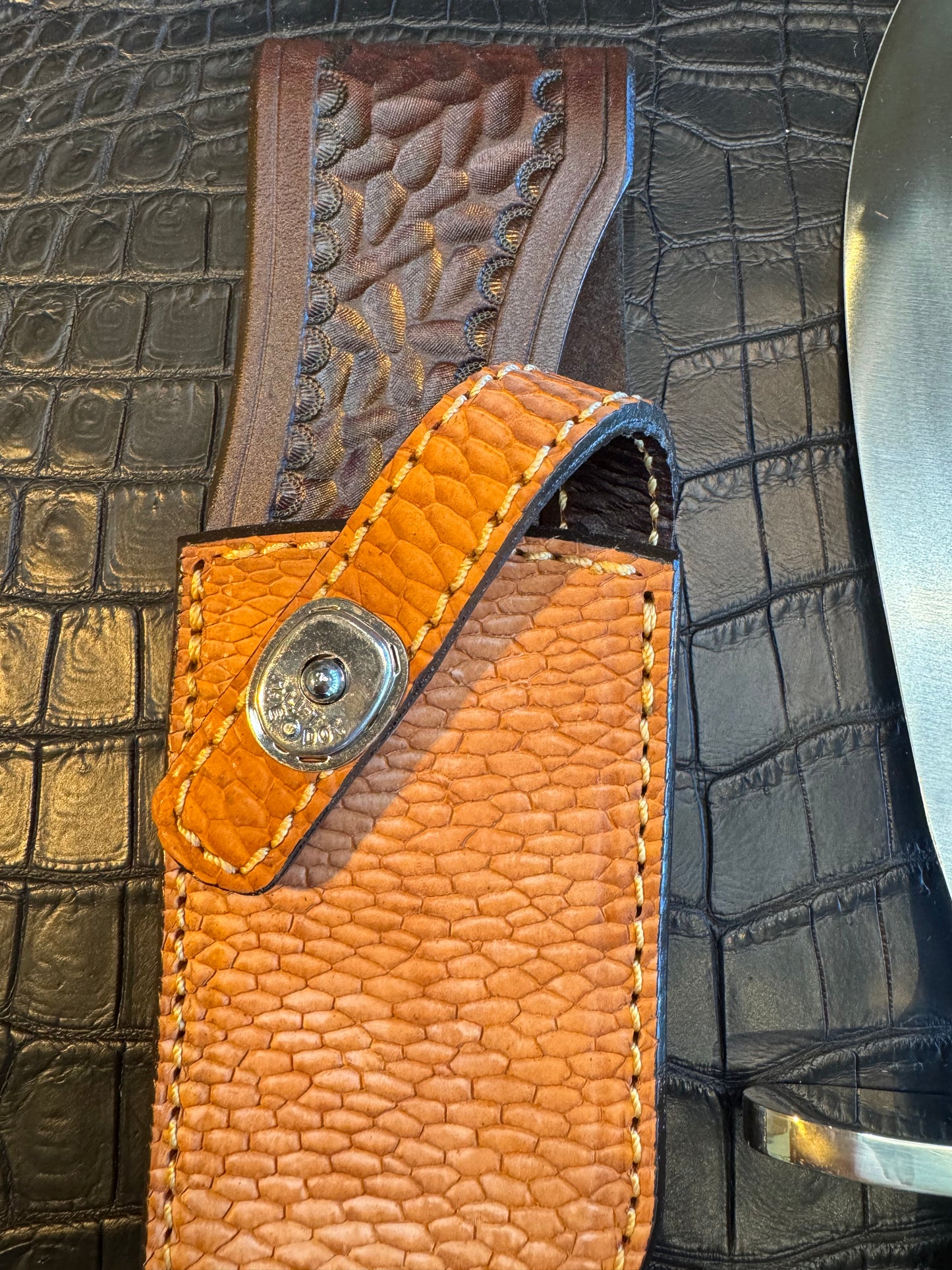 Randall Model 12-8 “Big Bear” Sheath in Exotic Beaver by Treeman. (Sheath only)