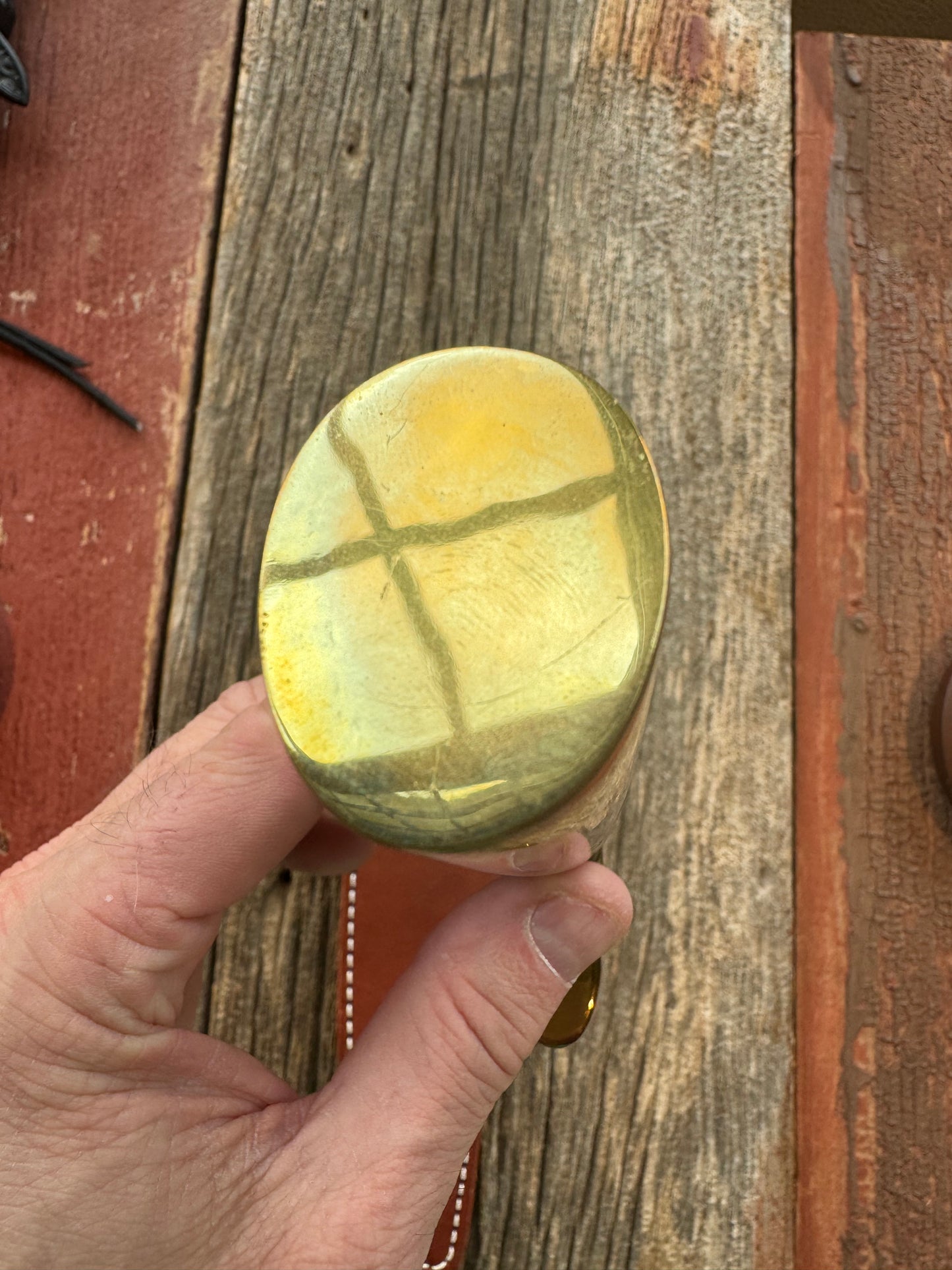 Randall Knife Model Nordic Special in Creamy Fossil Walrus, Stainless, brass hilt and butt plate.