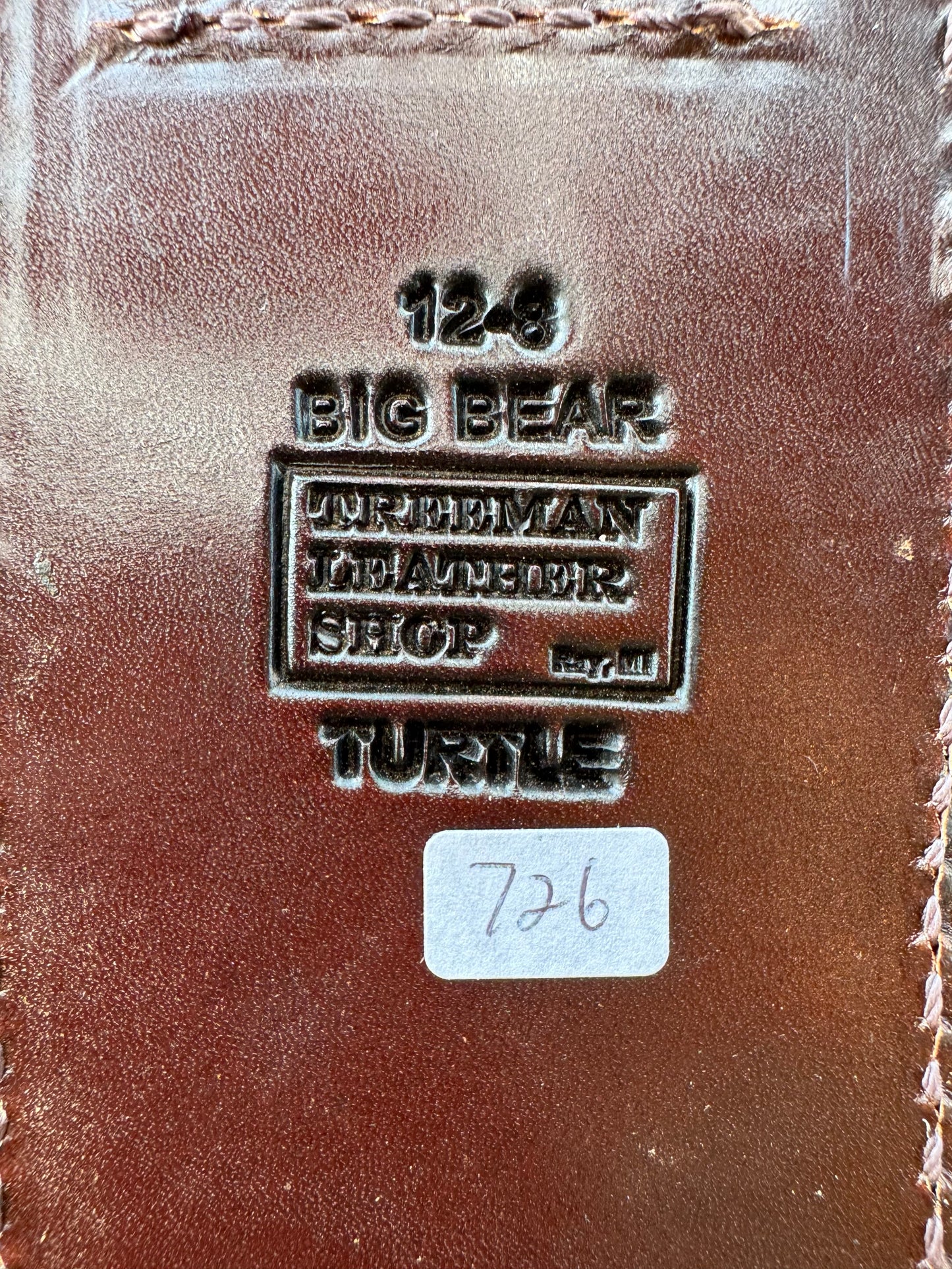Randall Model 12-8 “Big Bear” Sheath in Exotic Rust Snapping Turtle by Treeman. Spiked Dragon tail portion of the turtle.