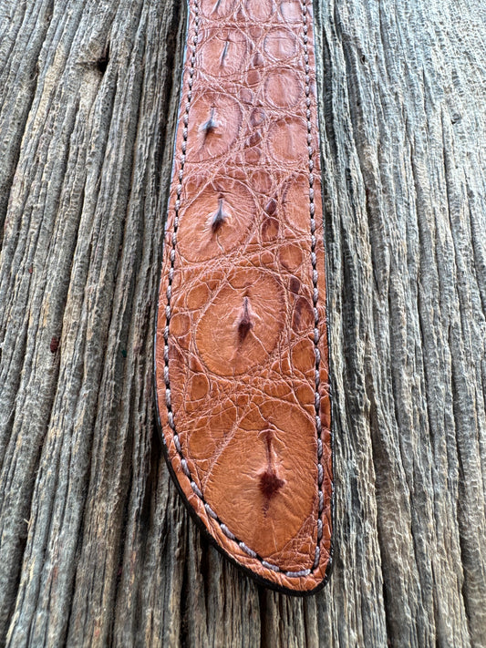 Randall Model 10-7 Fisherman Exotic Sheath in Dark Tan Hornback Crocodile by Treeman.