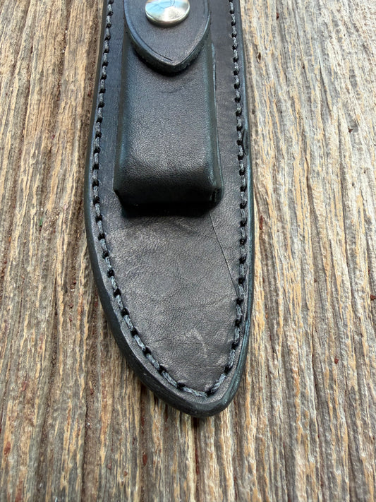 New Randall Sullivans by Gutcher Black Leather Knife Sheath Model 1-6 with Sharpening Stone.