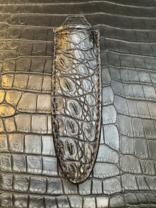 Randall Model 24 “Guardian” Sheath in Exotic Black Crocodile by Treeman. (Sheath only)