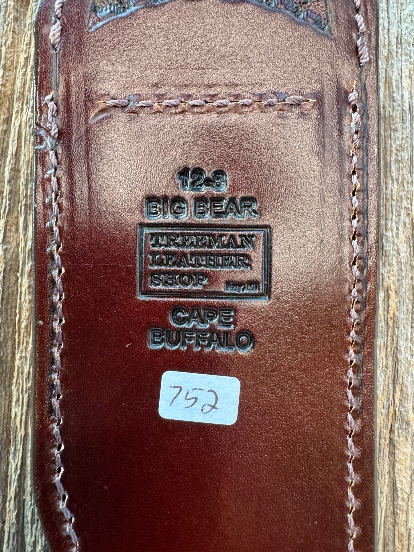 Randall Model 12-8 Big Bear Sheath in Exotic Cape Buffalo in Dark Brown Leather from Treeman.