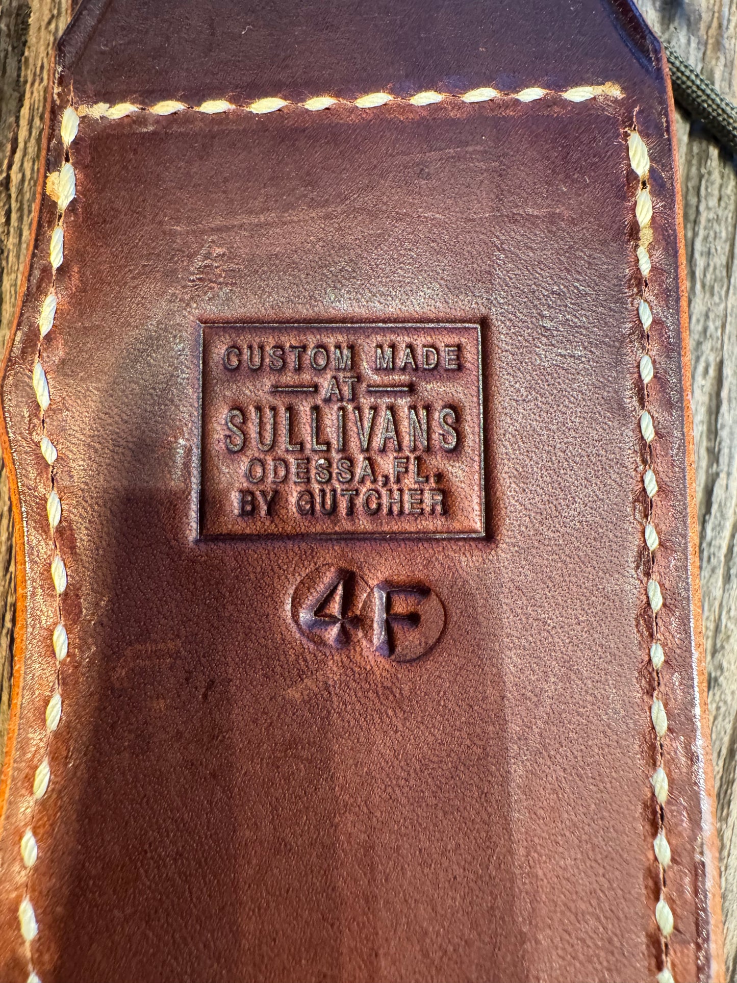 New Randall Sullivans by Gutcher Leather Knife Sheath Model 4-6F with Stone