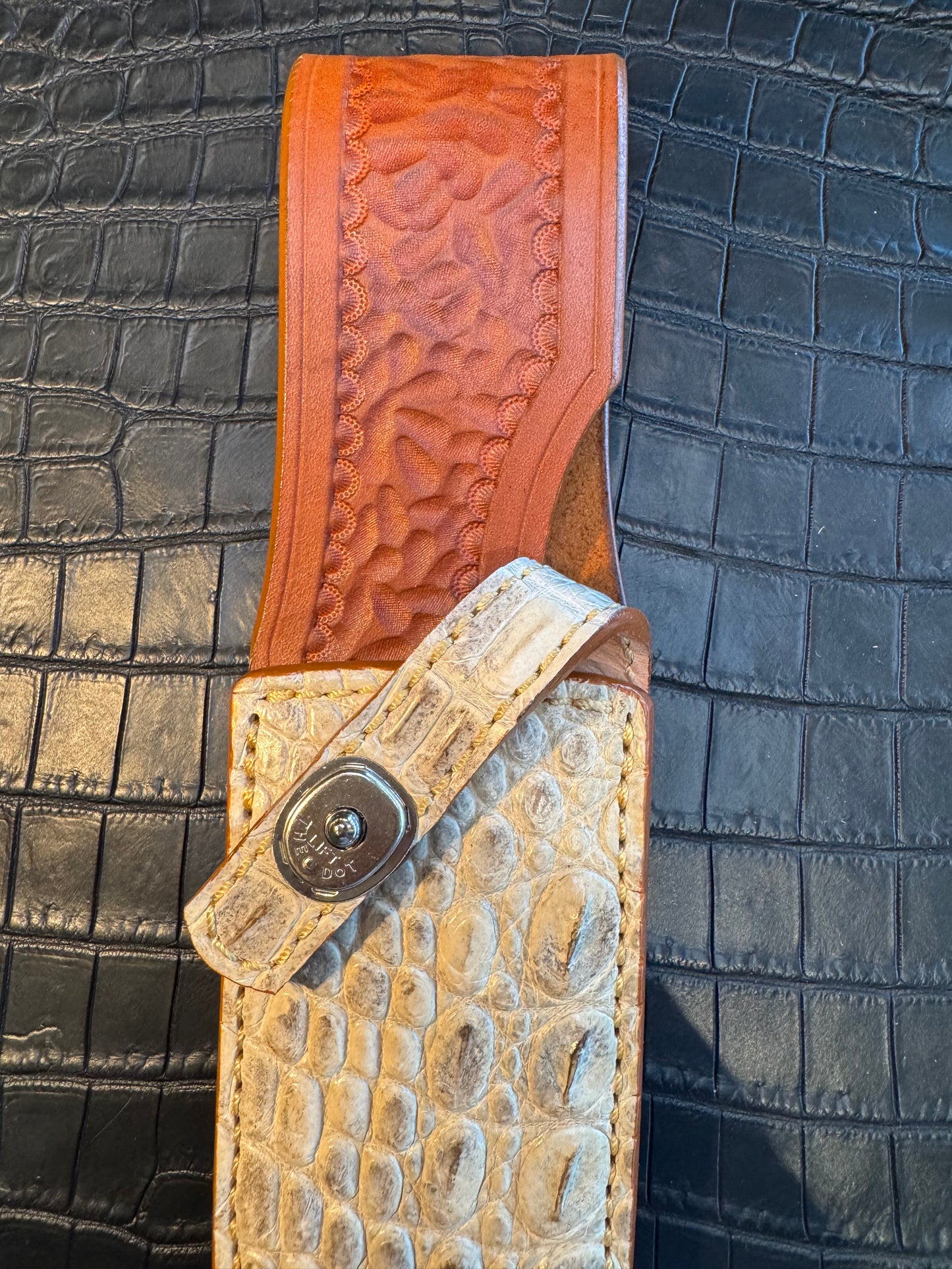 Randall Model Clinton Special TC Exotic Sheath in Ivory Crocodile by Treeman.