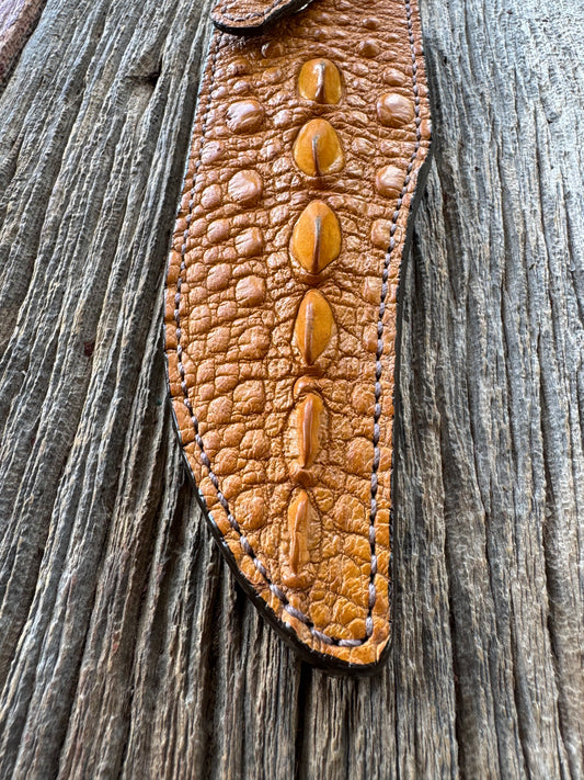 Randall Model 12-8 “Big Bear” Sheath in Exotic Arizona Tan Snapping Turtle by Treeman. Spiked Dragon tail portion of the turtle.