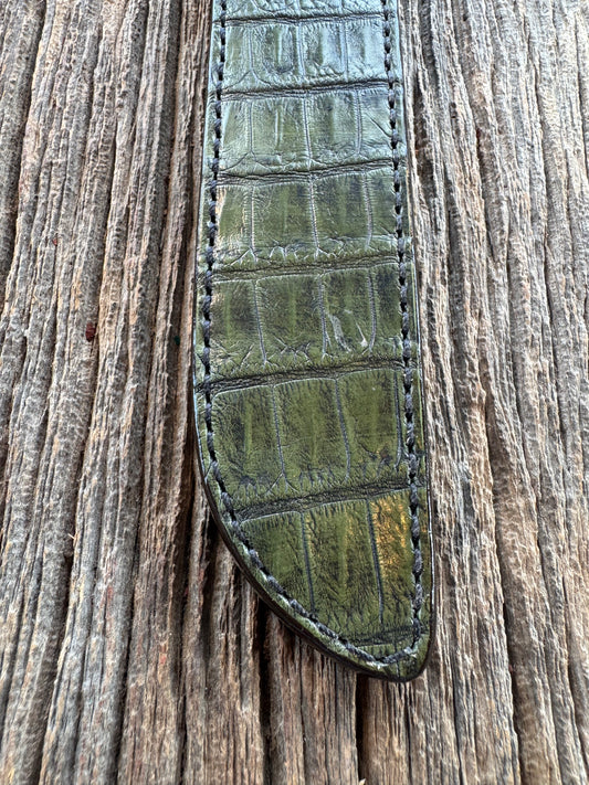 Randall Model 10-7 Fisherman Exotic Sheath in Army Green Crocodile by Treeman.