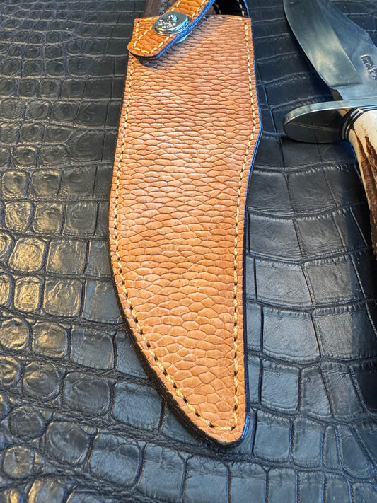 Randall Model 12-8 “Big Bear” Sheath in Exotic Beaver by Treeman. (Sheath only)