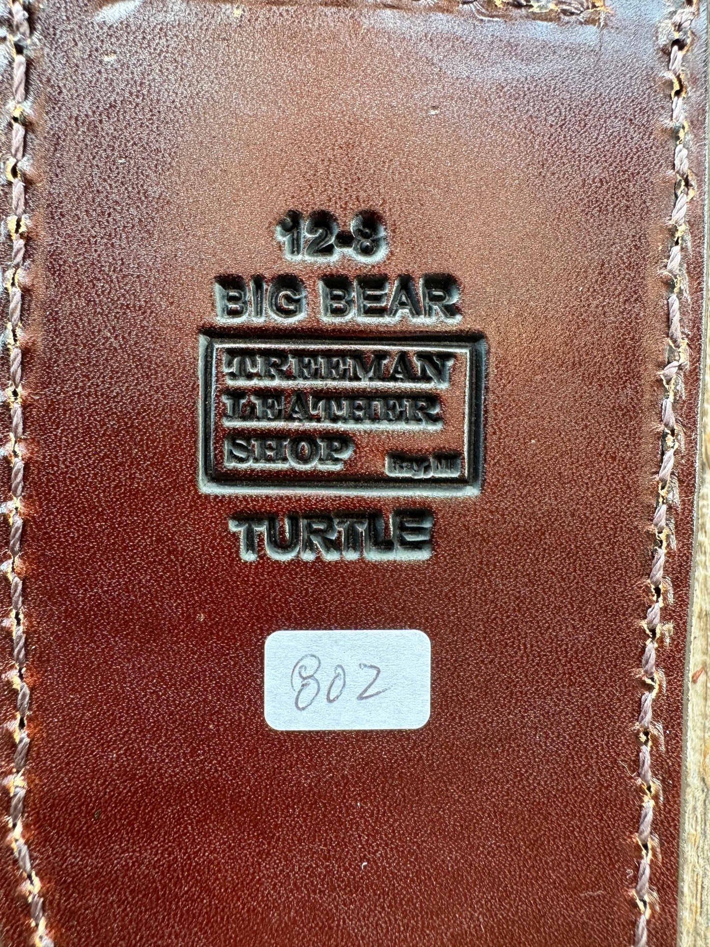Randall Model 12-8 “Big Bear” Sheath in Exotic Brown Snapping Turtle by Treeman. Spiked Dragon tail portion of the turtle.