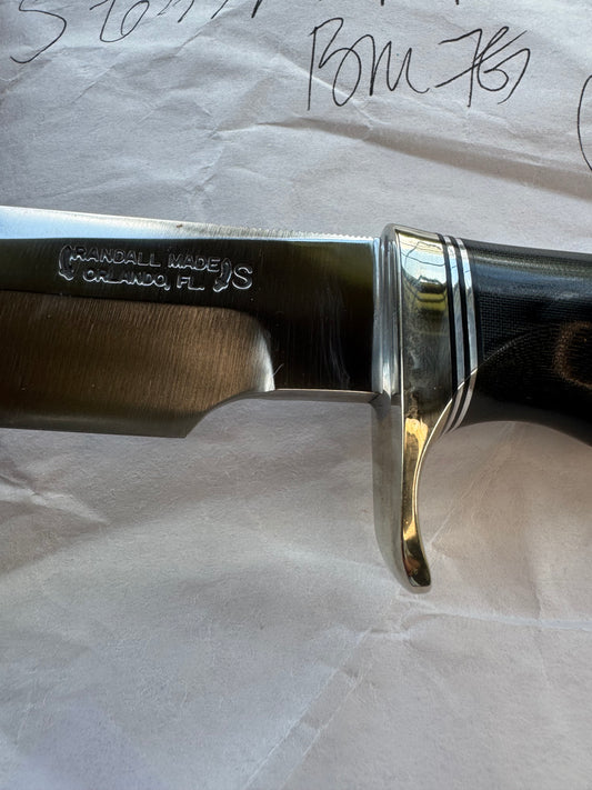 New in Paper Randall Knife Model 5-6 Black Micarta NSH , Finger grooves, Stainless