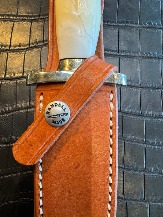 Rare Randall Model 2-5 in Beautiful Spiraled Narwal, Nickel Silver Hilt and natural end.