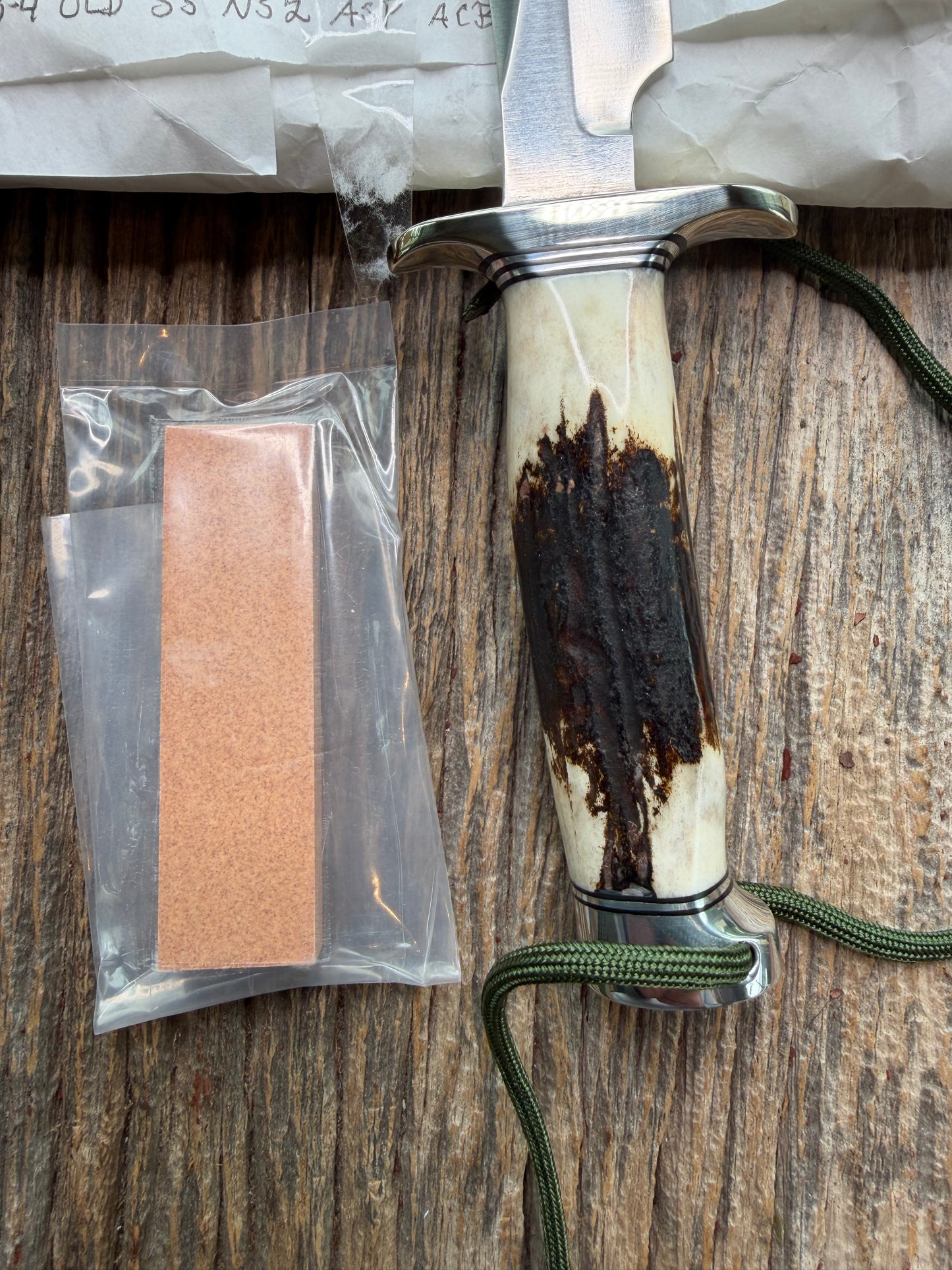New in Paper Randall Knife Model #8-4 Old Style Trout And Bird Stag Handle, Stainless steel, Lanyard.