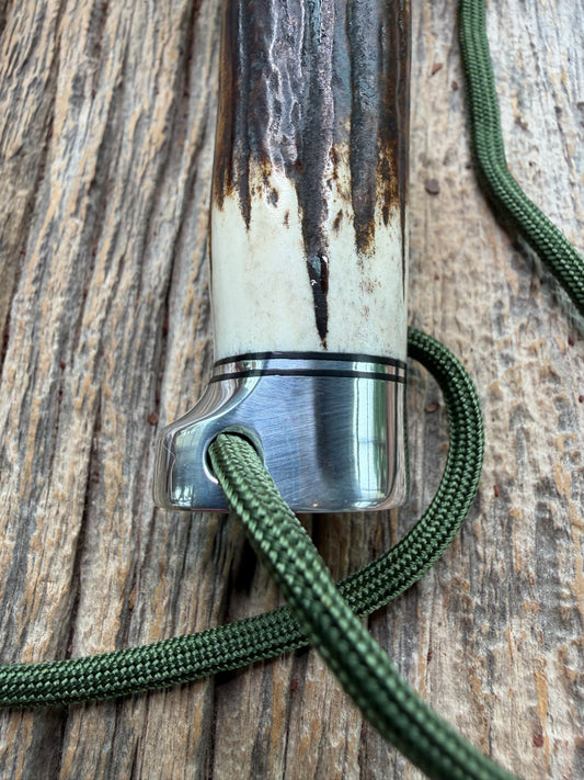 New in Paper Randall Knife Model #8-4 Old Style Trout And Bird Stag Handle, Stainless steel, Lanyard.