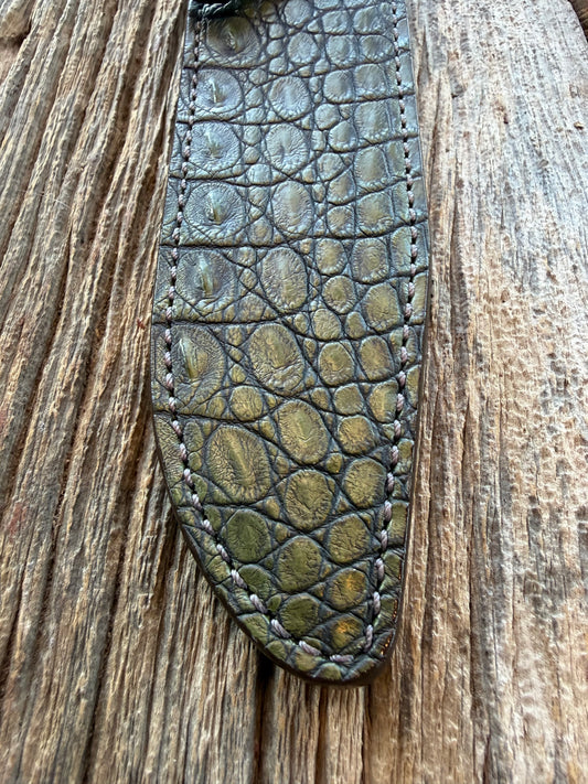 New Randall Model 14 Sheath in Exotic Army Green Crocodile from Treeman.
