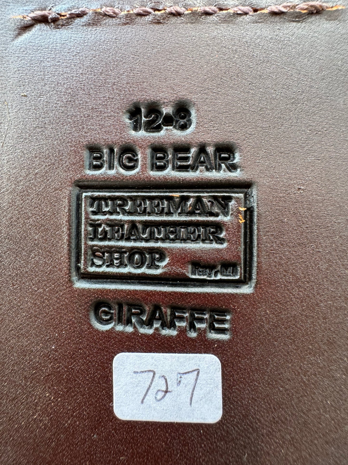 Randall Model 12-8 “Big Bear” Sheath in Exotic Giraffe leather by Treeman.