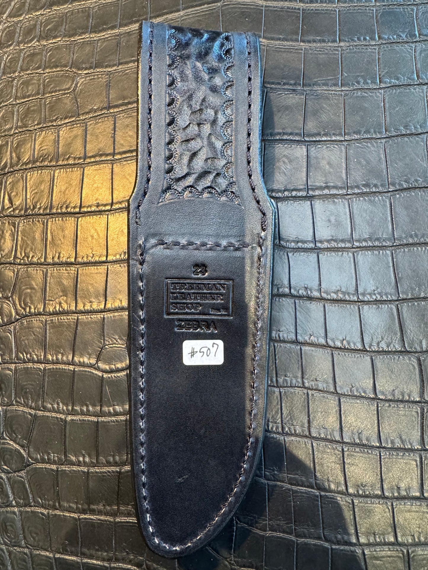 Randall Model 23 Exotic Sheath in Zebra by Treeman.