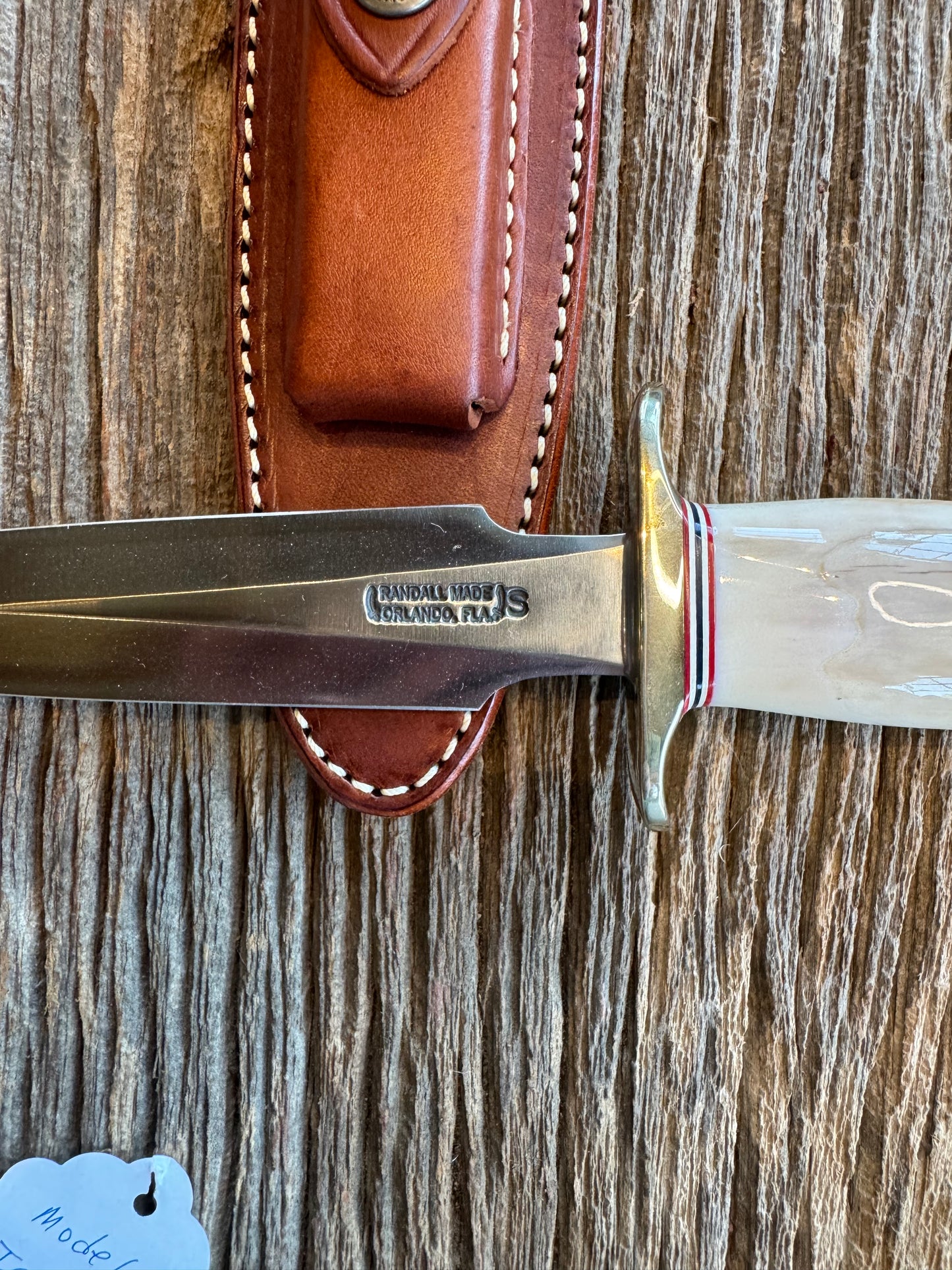 Randall Knife Model 2-6. Artifact Fossil Walrus in an Ice Ax Handle. Purchased from Rick Bowles, Stainless Steel.