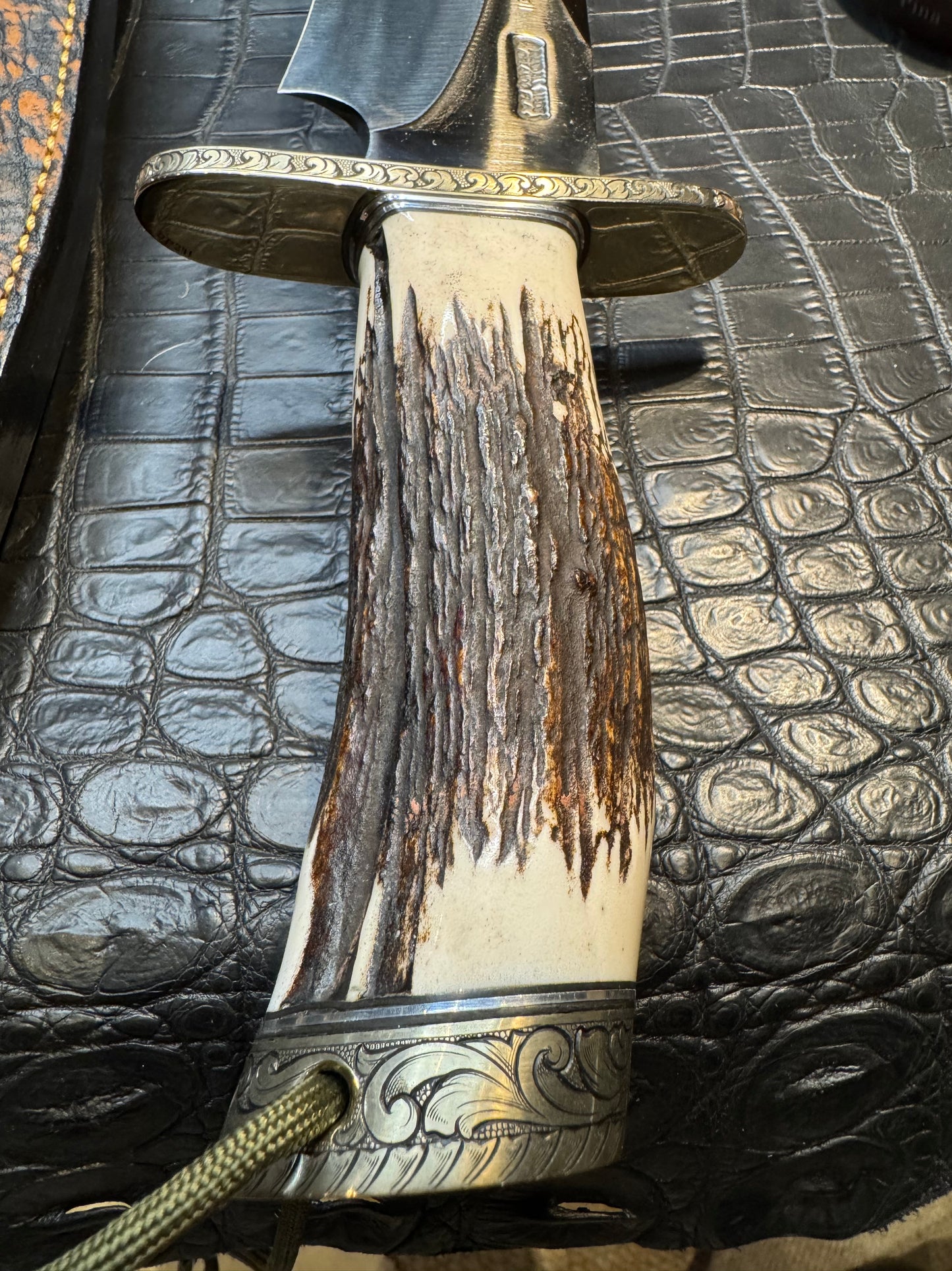 New Randall Knife Large Sasquatch with Killer Stag Purdue Engraved Nickel Silver Hilt + Buttcap