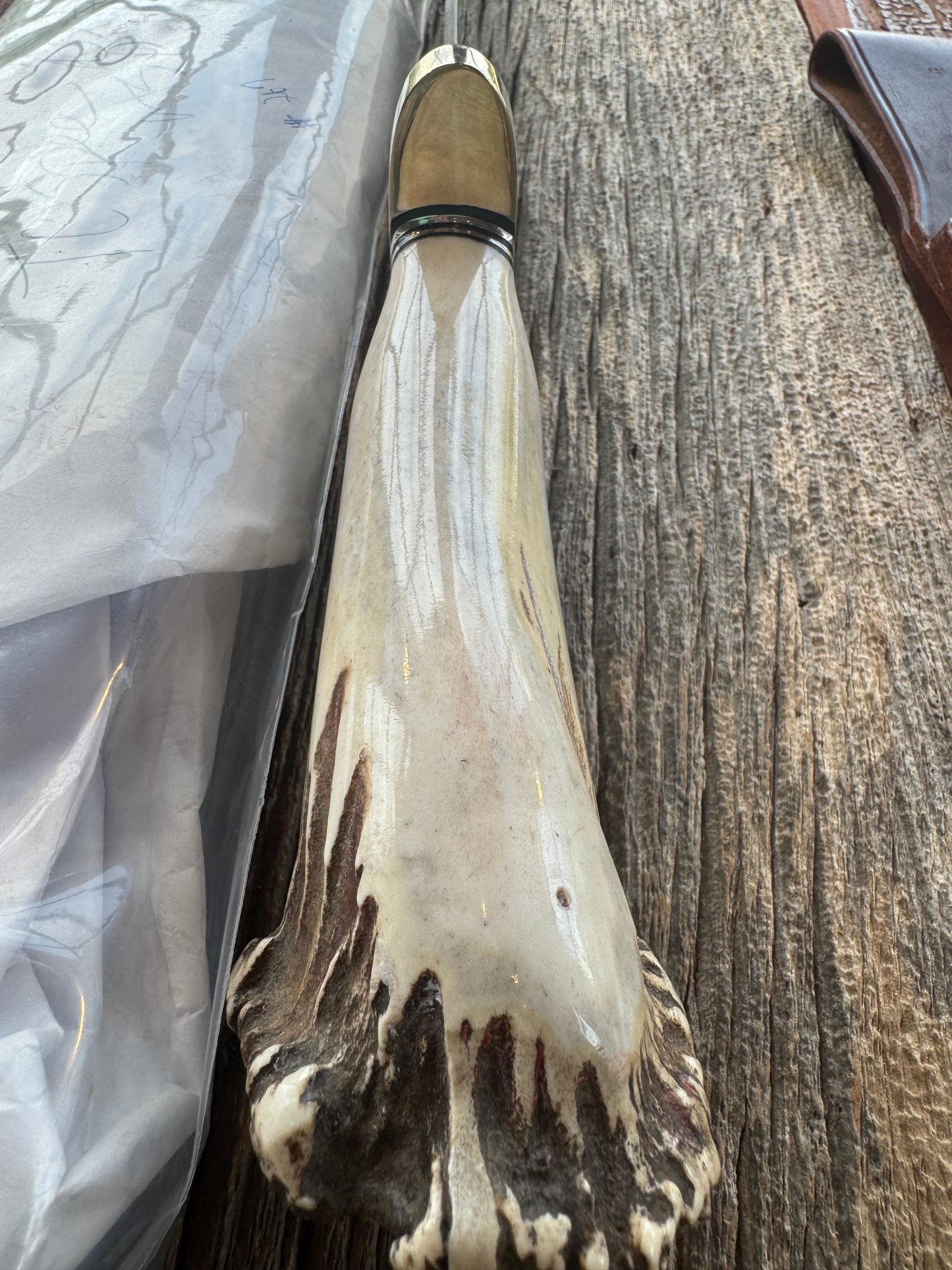 Randall Model Clinton Special in a gorgeous piece of Polished Crown Stag. Nickel Silver Hilt and a natural exposed end. Stainless,