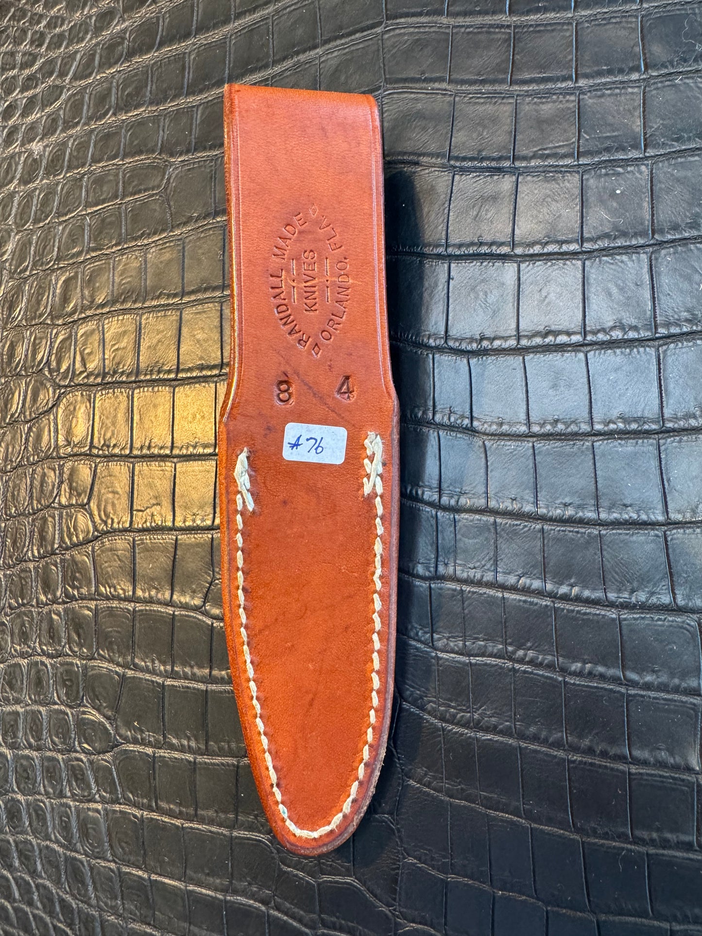 Randall Model 8-4 Sheath in Tan Leather made by Johnson Sheaths in the 90’s for Randall Knives.