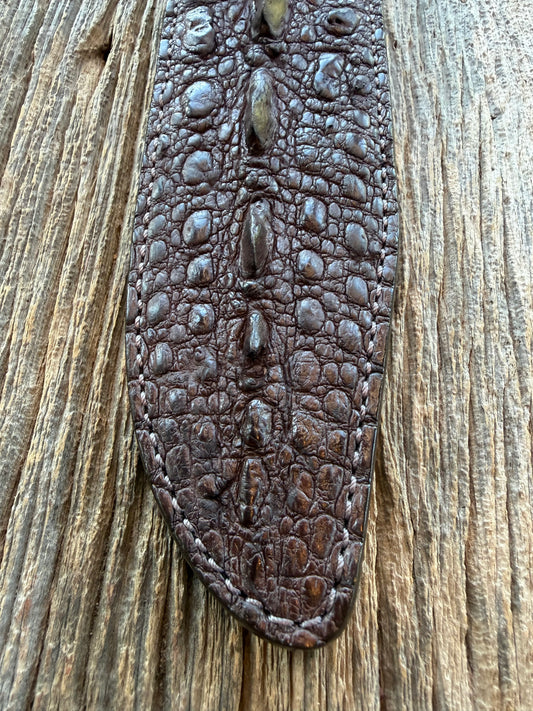 New Randall Model 12-9/14 Grind Sheath in Exotic Brown Snapping Turtle by Treeman. Spiked Dragon tail portion of the turtle.