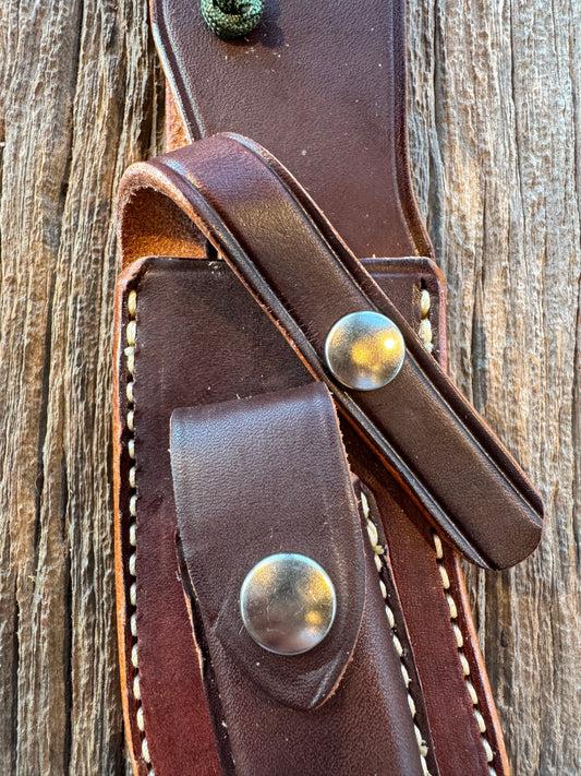 New Randall Sullivans by Gutcher Leather Knife Sheath for a Model Bowles Special with Sharpening Stone.