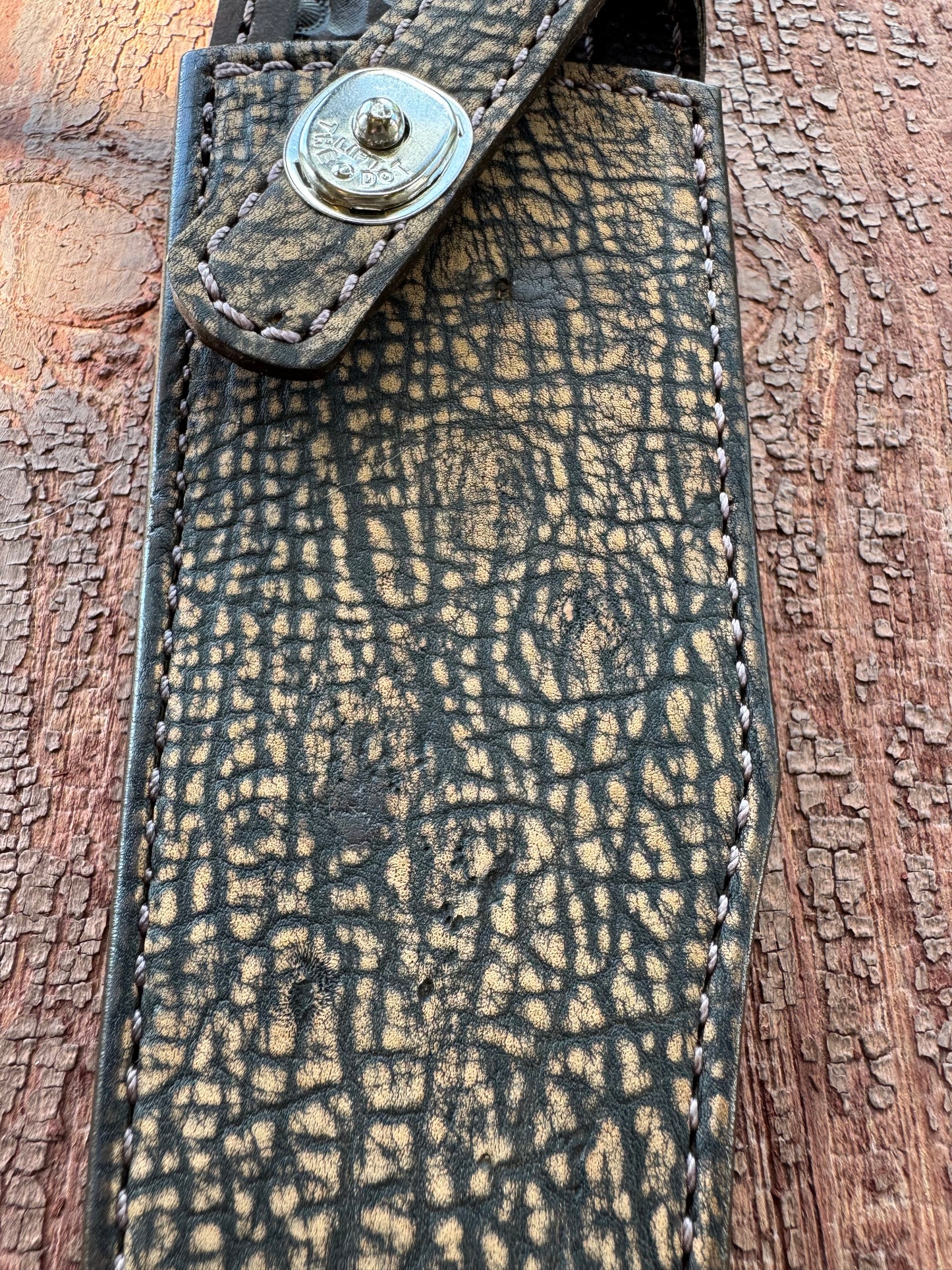 Randall Model 12-8 “Big Bear” Sheath in Exotic Giraffe leather by Treeman.