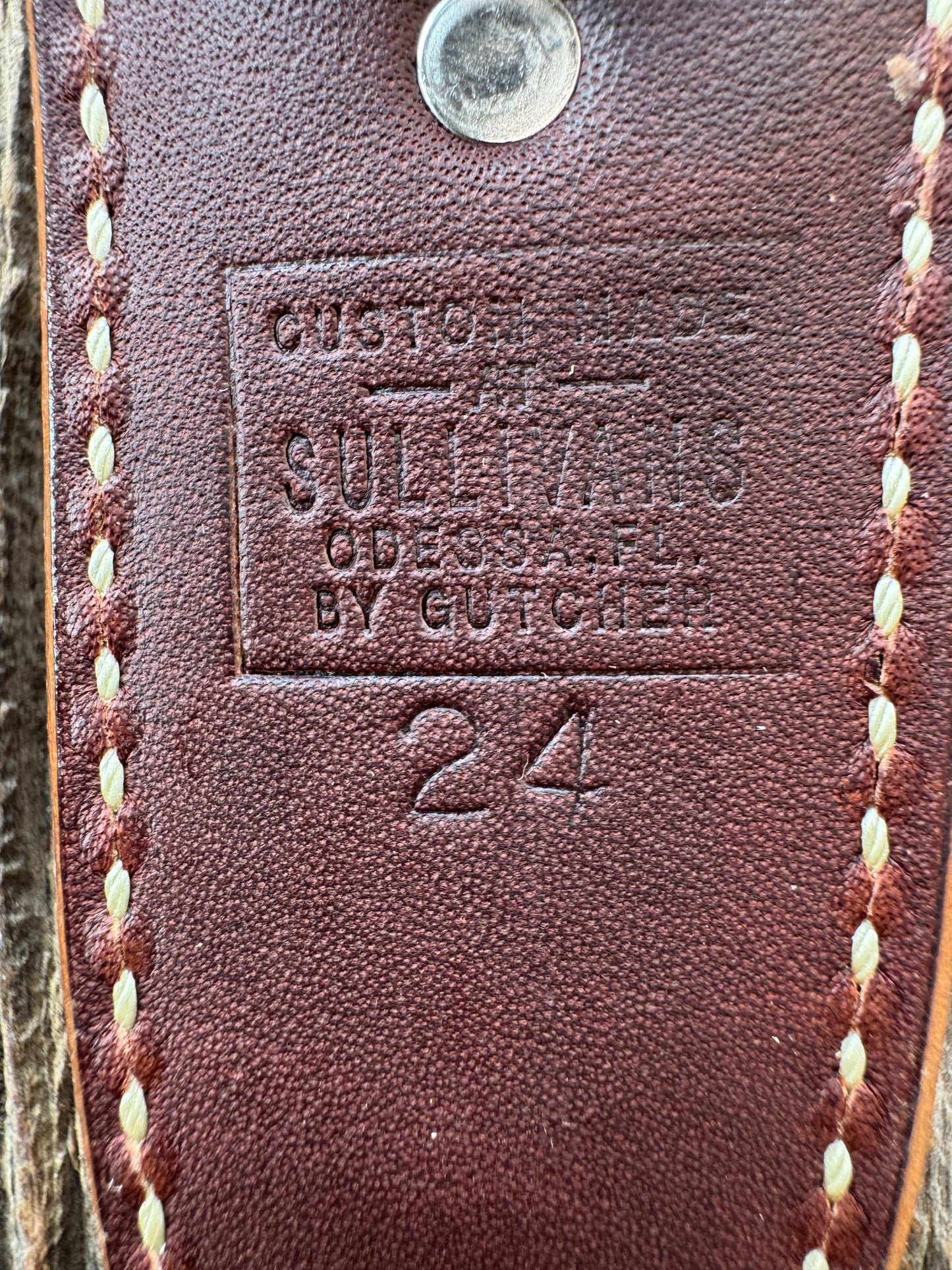 New Randall Sullivans by Gutcher Leather Knife Sheath Model 24 silver belt loop clip.