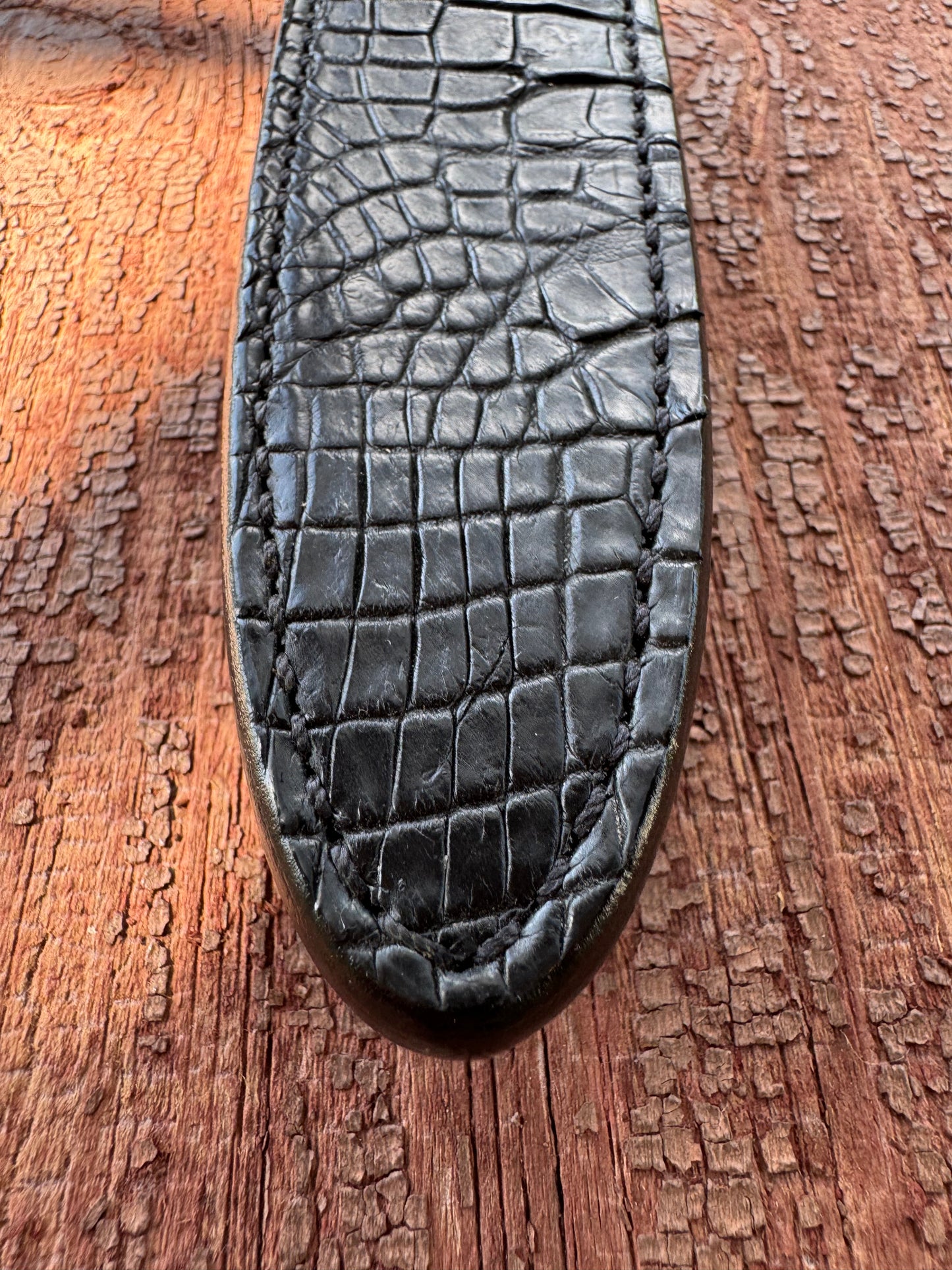 Randall Model “Gambler” 5 Inch Sheath in Exotic Black Crocodile by Treeman.