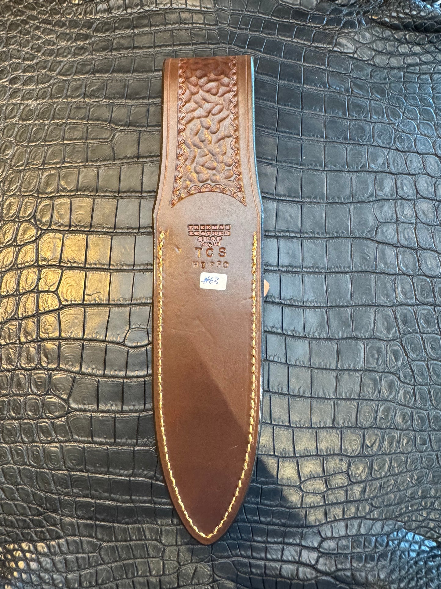 Randall Model Clinton Special TC Exotic Sheath in Grey Hippo by Treeman.