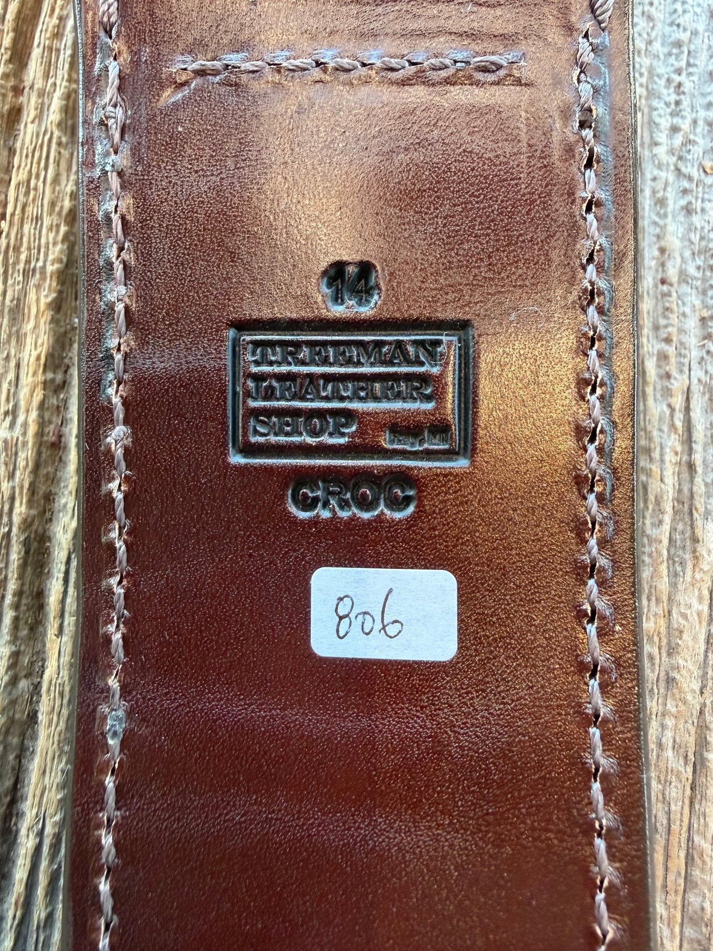 New Randall Model 14 Sheath in Exotic Army Green Crocodile from Treeman.