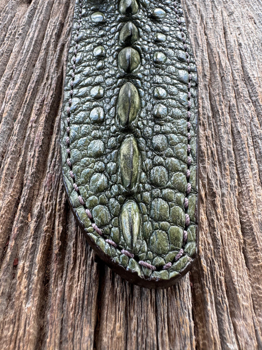 Randall Model 16-7 SP1 Sheath in Exotic Green Snapping Turtle by Treeman. Spiked Dragon tail portion of the turtle.