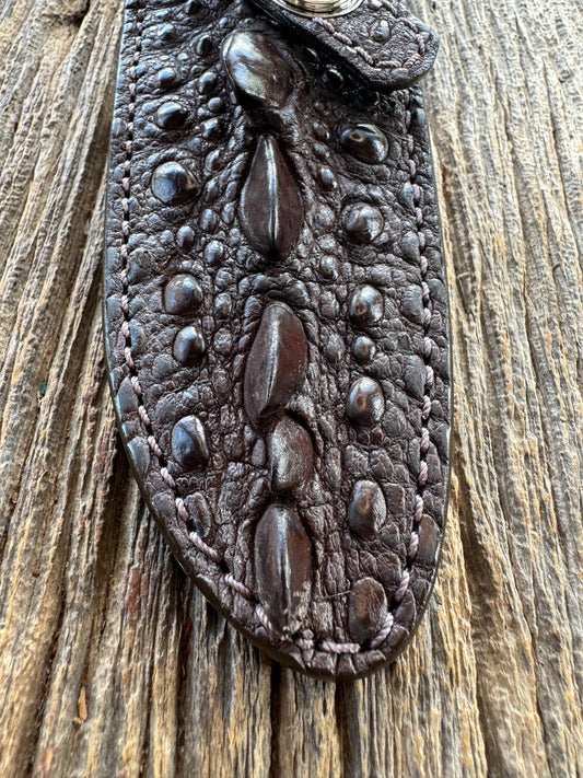 Randall Model 11-5 Sheath in Exotic Dark Brown Snapping Turtle by Treeman. Spiked Dragon tail portion of the turtle.