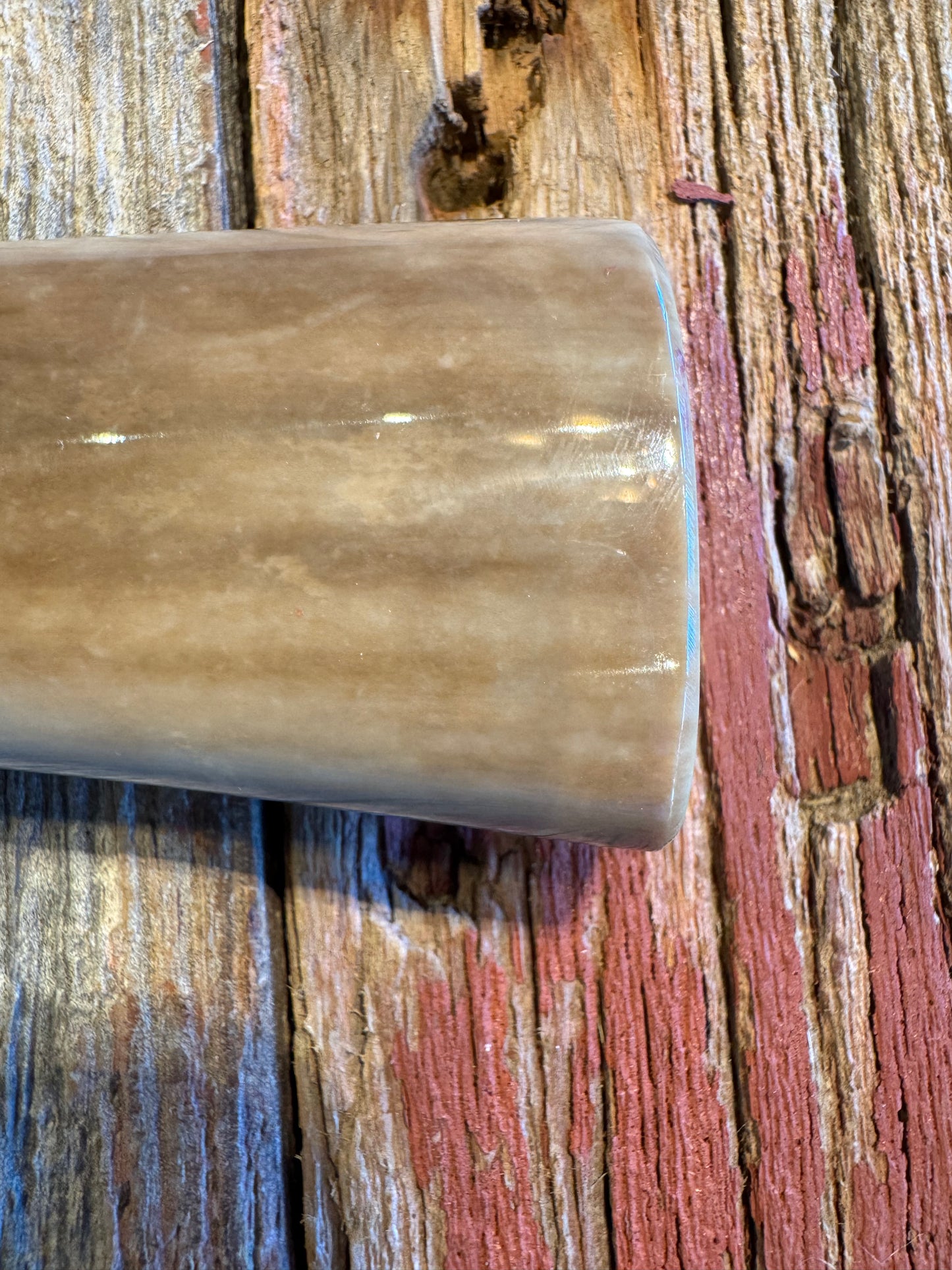 Randall Model 19-4 in Beautiful Fossil Walrus Ivory. Gorgeous colors and very rare to see a 19 in FWI. Nickel Silver Single Hilt and natural end, SS, and Flawless