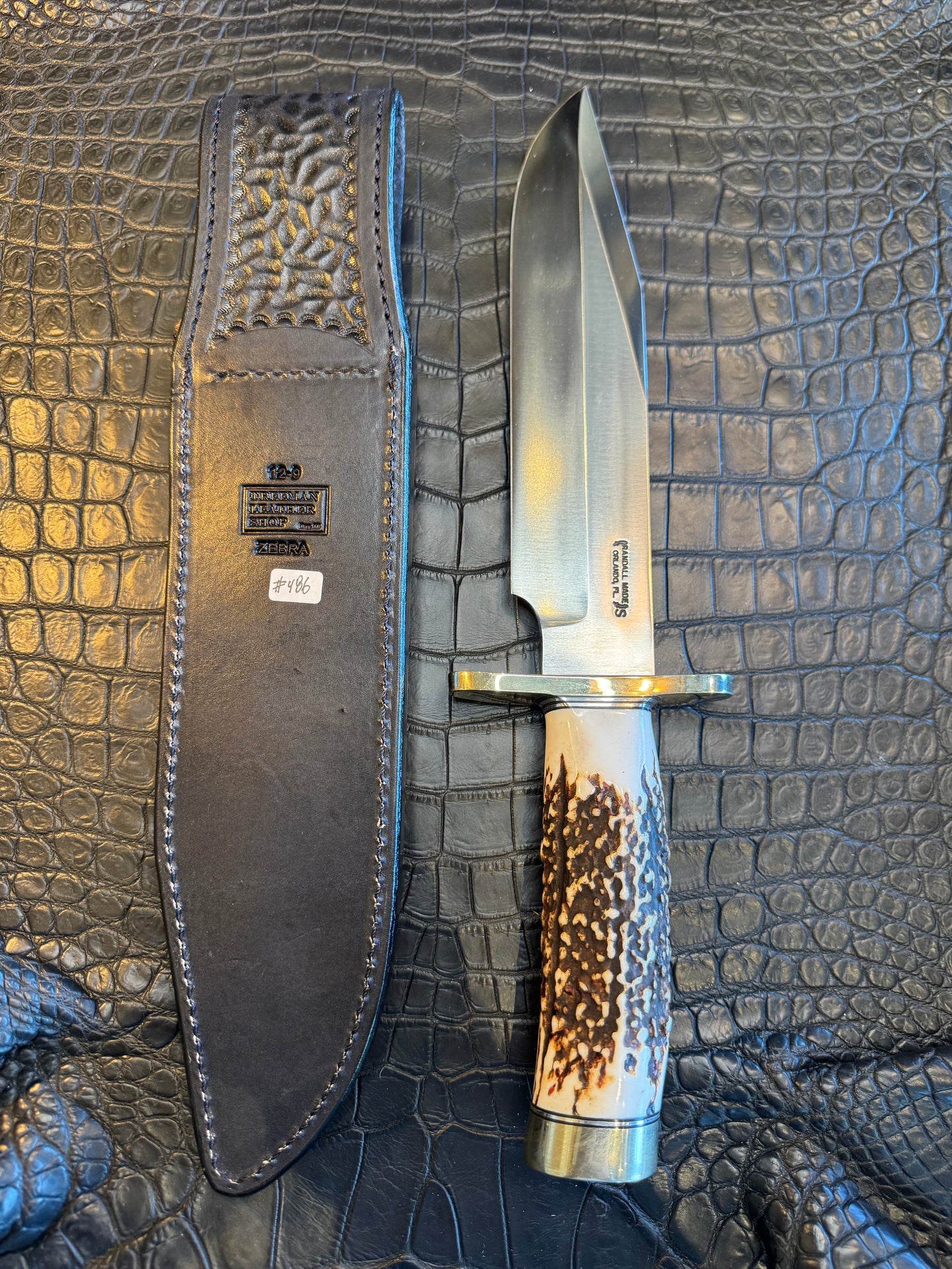 Randall Model 12-9/14 Grind Sheath in Exotic Zebra by Treeman. (Sheath only)
