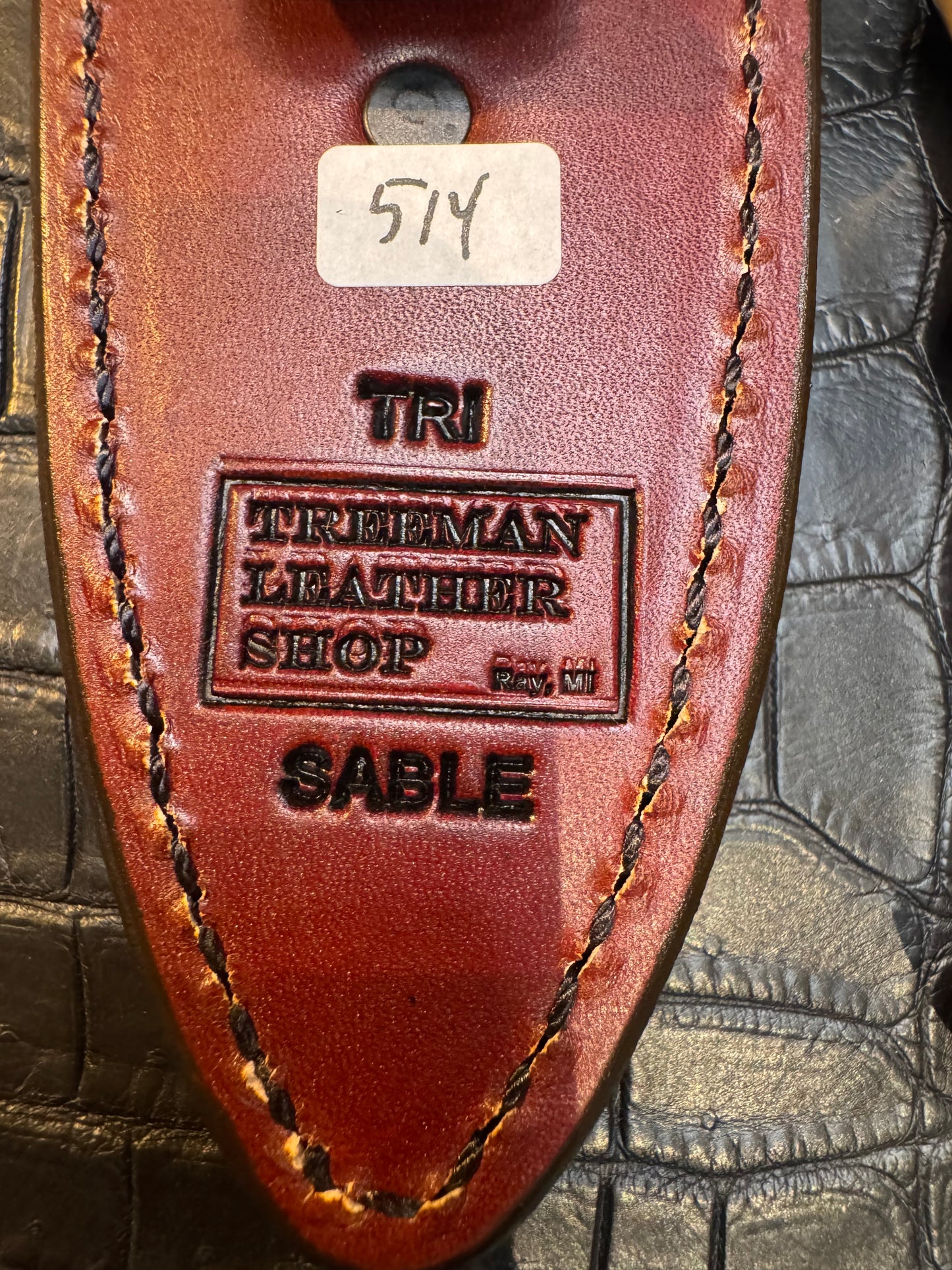 Randall Model Tri Athlete Sheath with Scales Added in Exotic African Sable ( only made one) by Treeman. (Sheath only)