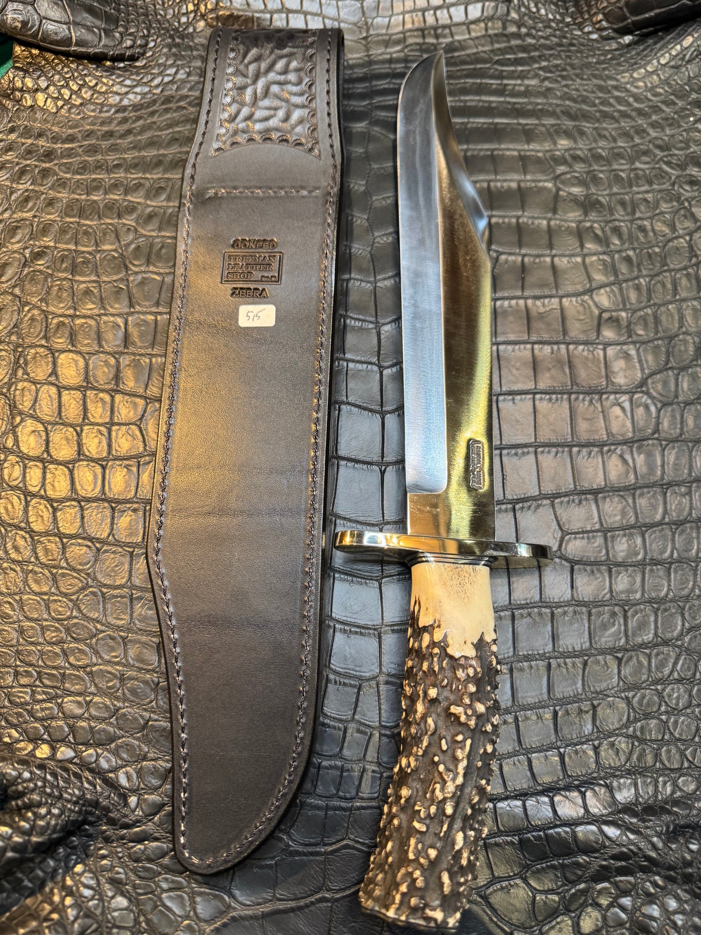 Randall Model Confederate Sheath in Exotic Zebra Hide ( top of the head) from Treeman. Sheath only.
