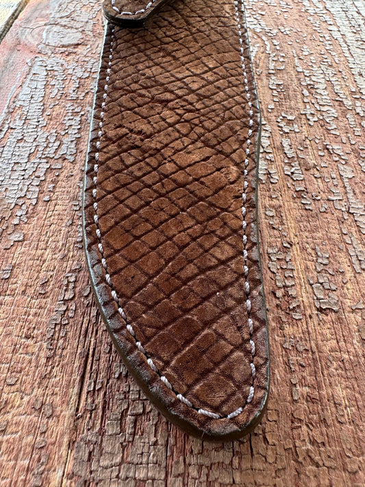 Randall Model Nordic Special Sheath in Exotic Sueded Chocolate Brown Hippo by Treeman.