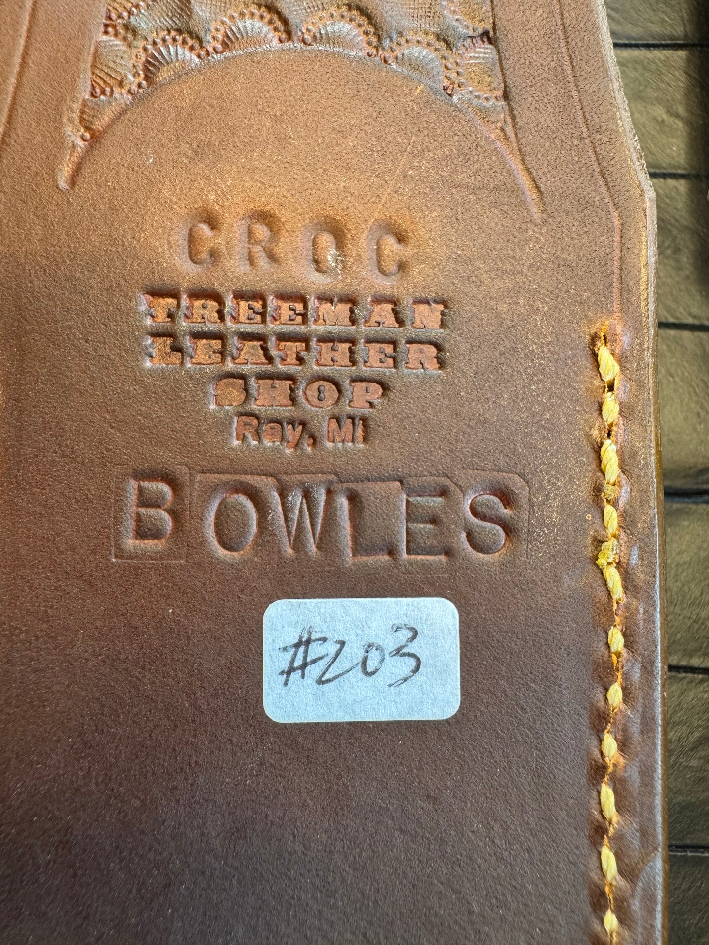 Randall Model Bowles Special Sheath in Exotic Tan Crocodile Skin from Treeman. Sheath only