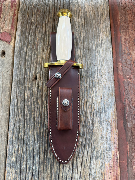Randall Knife Clinton Special TC Brass Lugged Hilt and Collar, Stainless Steel, Resin, nameplate, scalloped brass butt cap